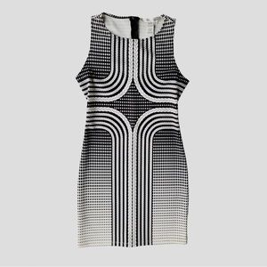 Women's Max Studio Sheath Dress Black & White Knit Modern Print Size S NWOT